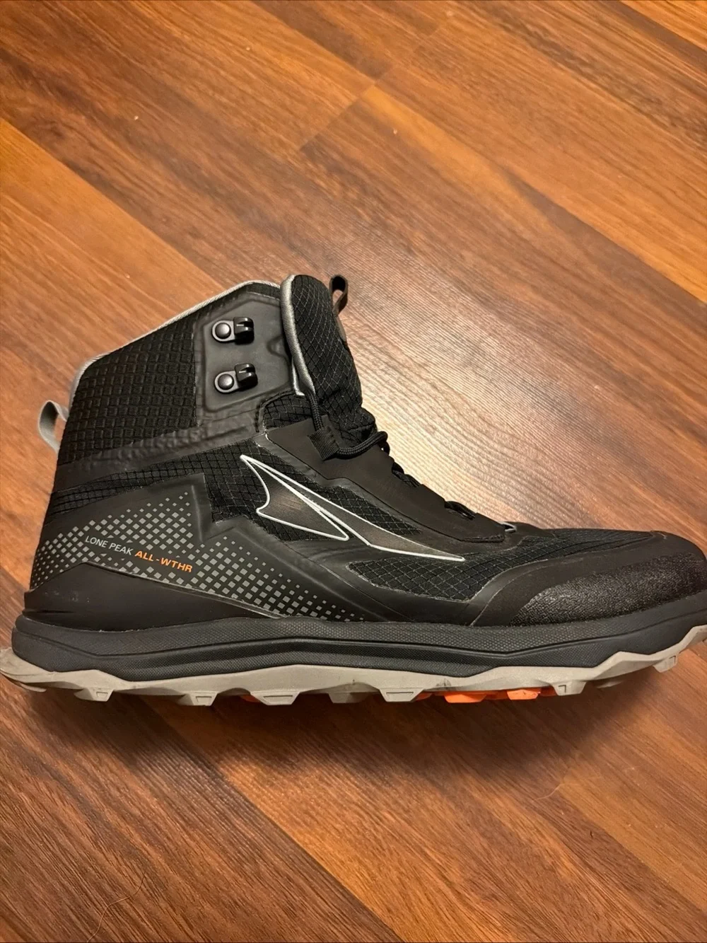 Altra Black and Gray Men's Trail Boot with Orange Accents